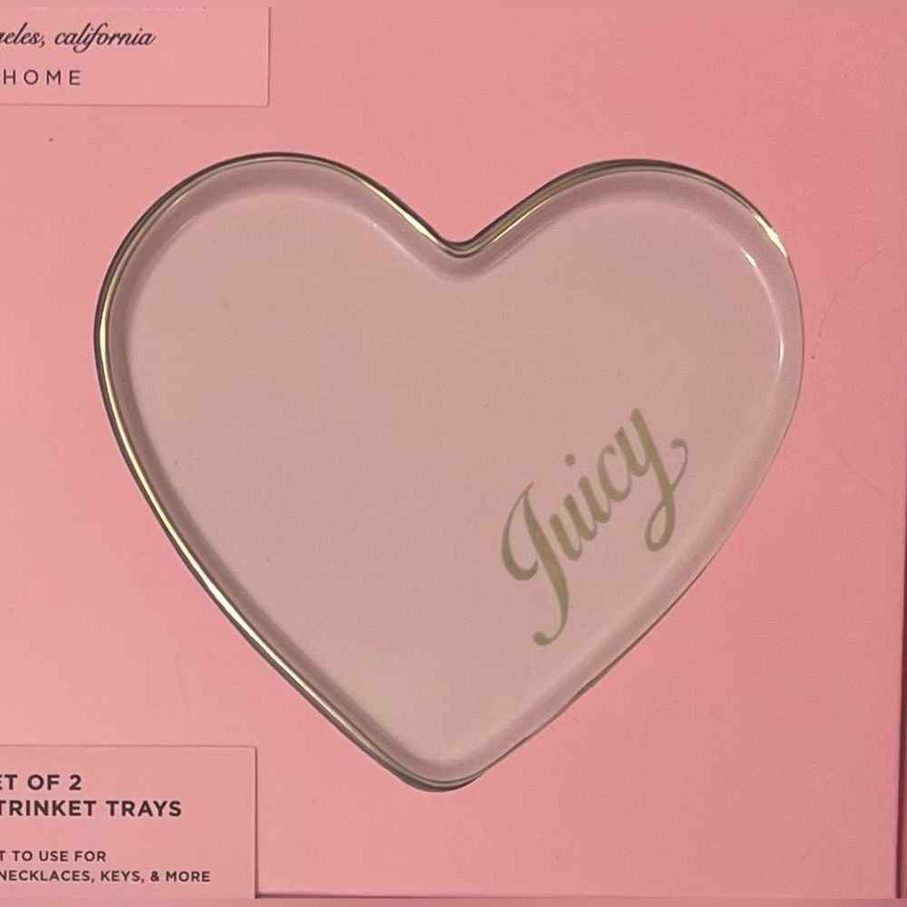 Juicy Couture Pink Ceramic Trinket Tray Set NIB - Picture 2 of 4
